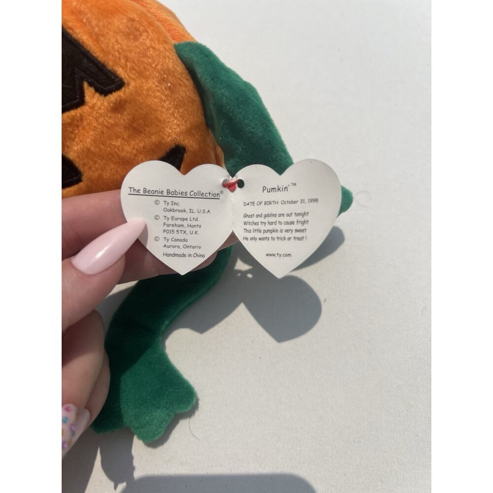 TY Retired Beanie Baby Pumkin Pumpkin Halloween 1998 MINT Error Misprint Version - Picture 2 of 4